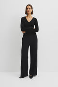 Cupro Rib V-Neck Neck Top