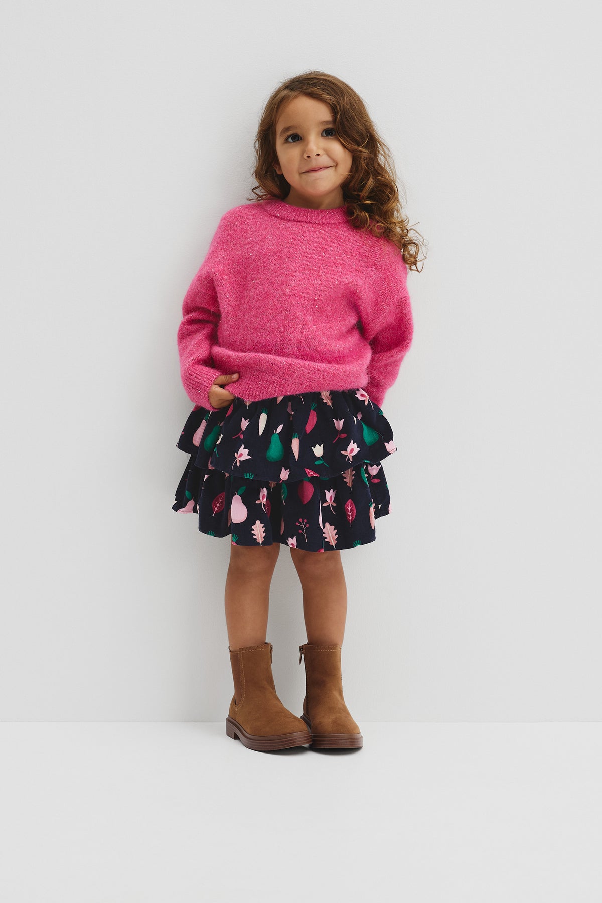 Fruit Tiered Cord Skirt