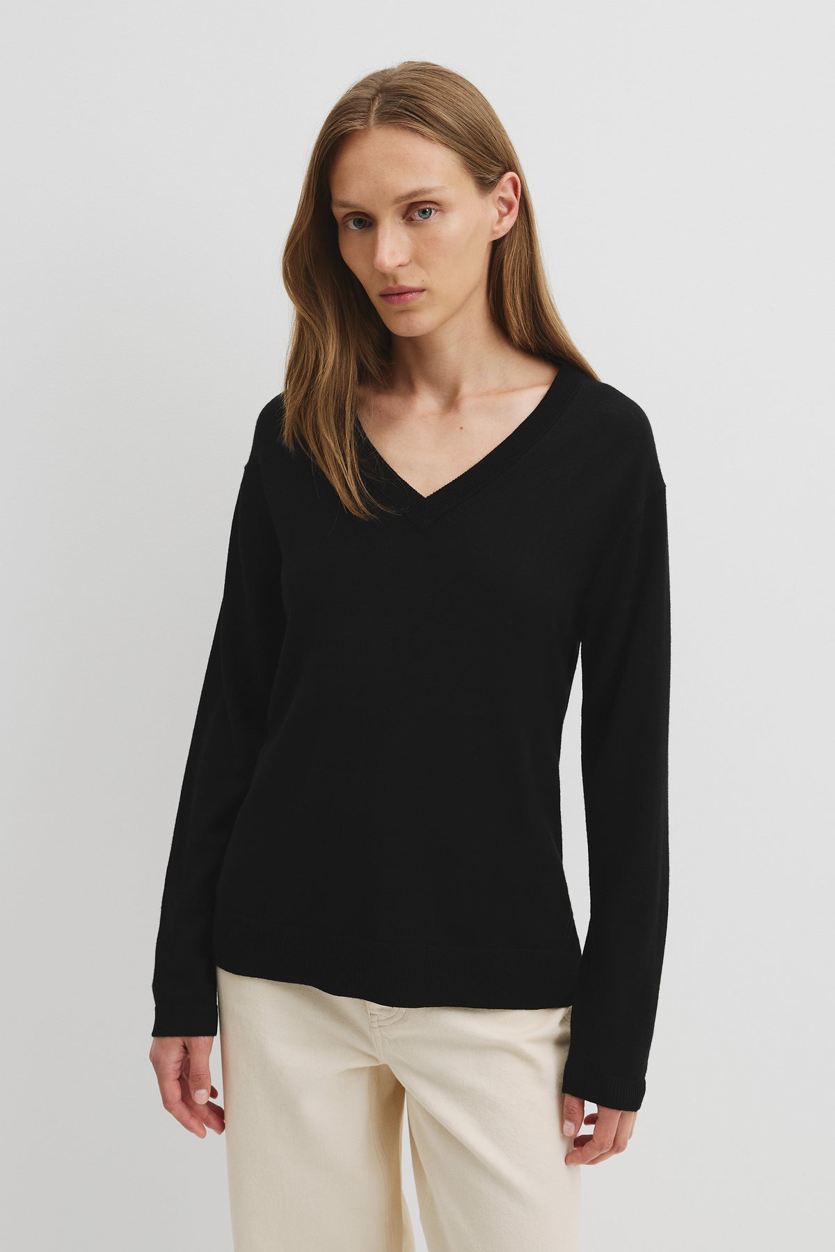 Lightweight Merino Wool V-Neck Knit