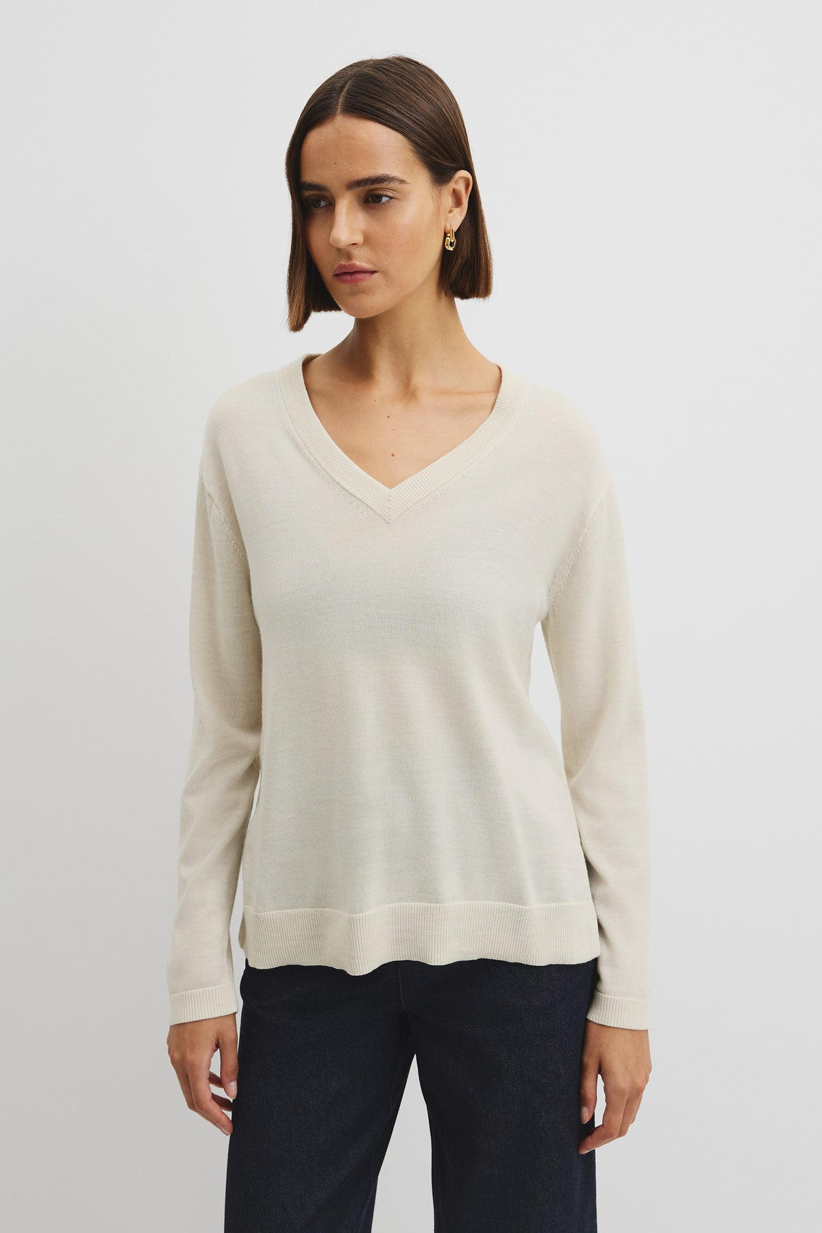 Lightweight Merino Wool V-Neck Knit