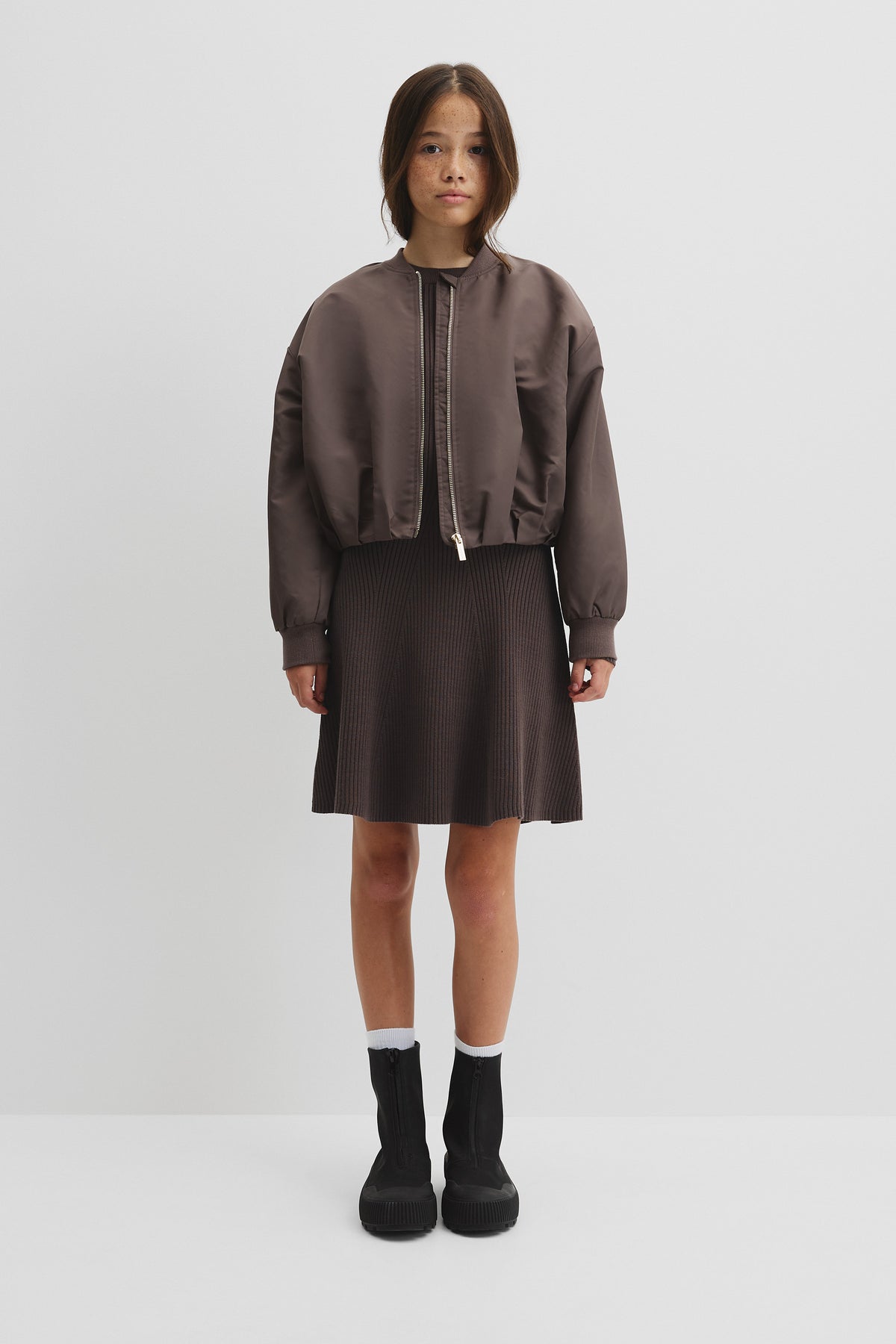 Teen Rib Long Sleeve Knit Dress