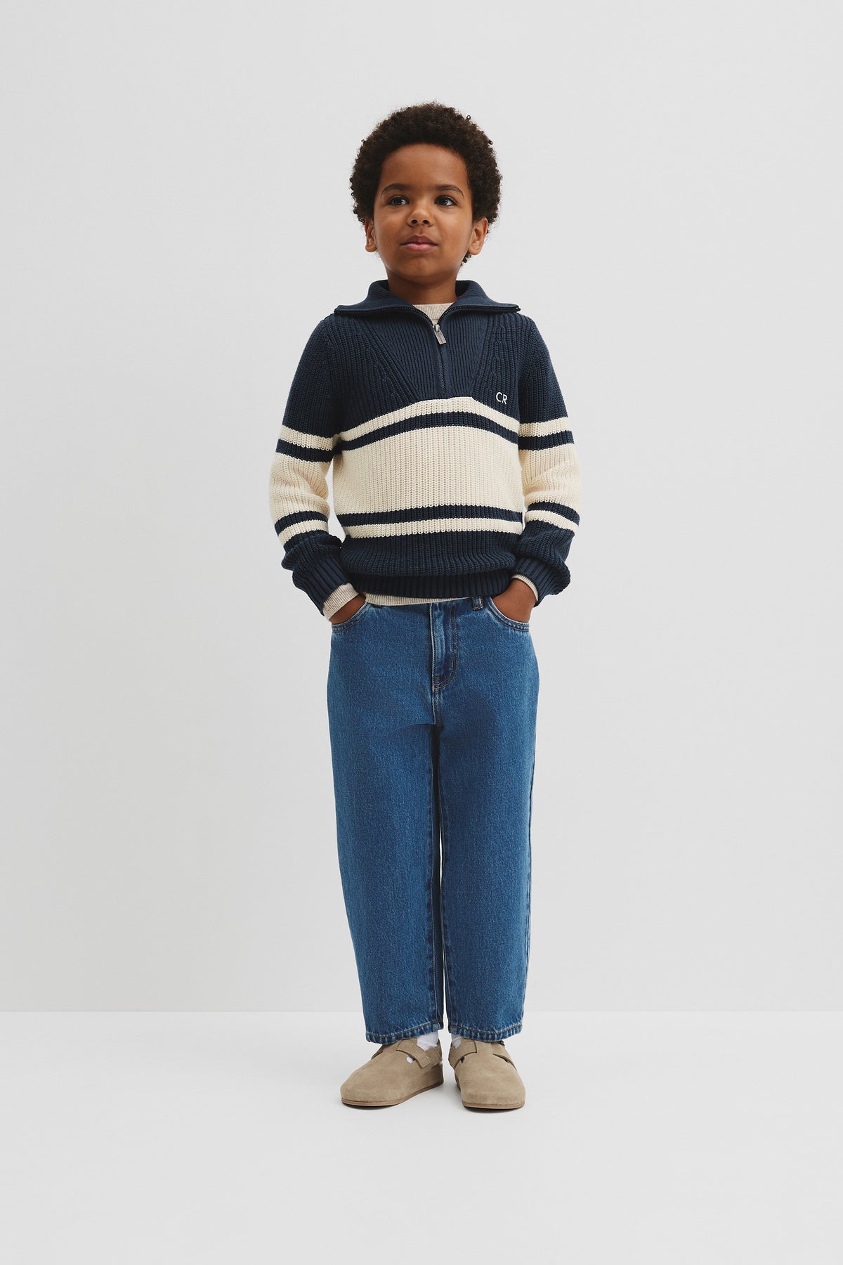 Stripe Half Zip Knit