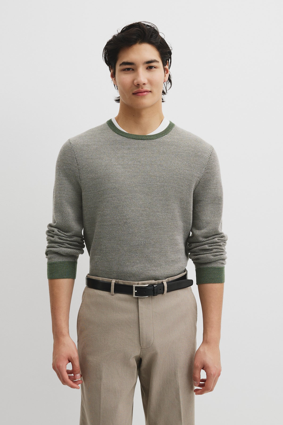 Australian Merino Wool Jacquard Crew Neck Knit