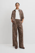 Organically Grown Linen Print Tie Detail Linen Pintuck Pant