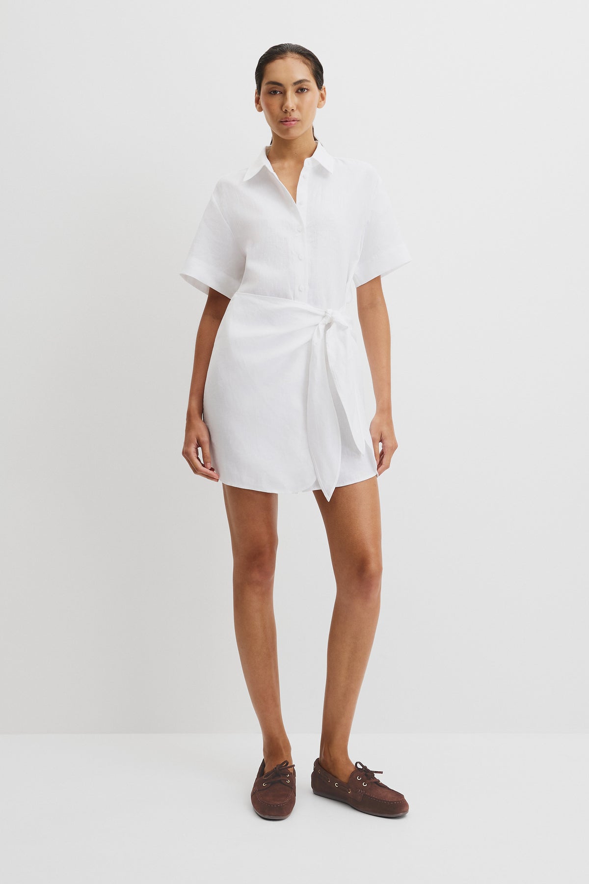 Organically Grown Linen Mini Linen Shirt Dress