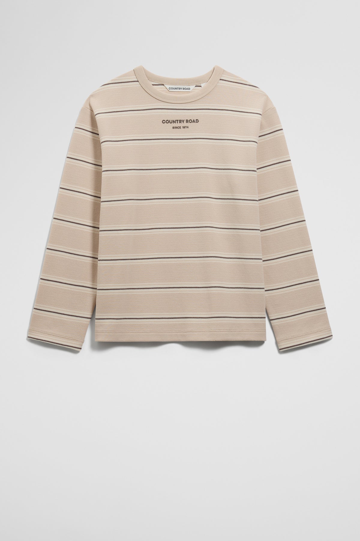 Organically Grown Cotton Stripe Long Sleeve Pique T-Shirt