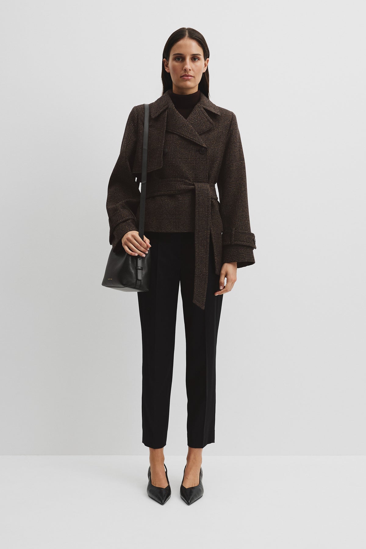 Check Wool Trench