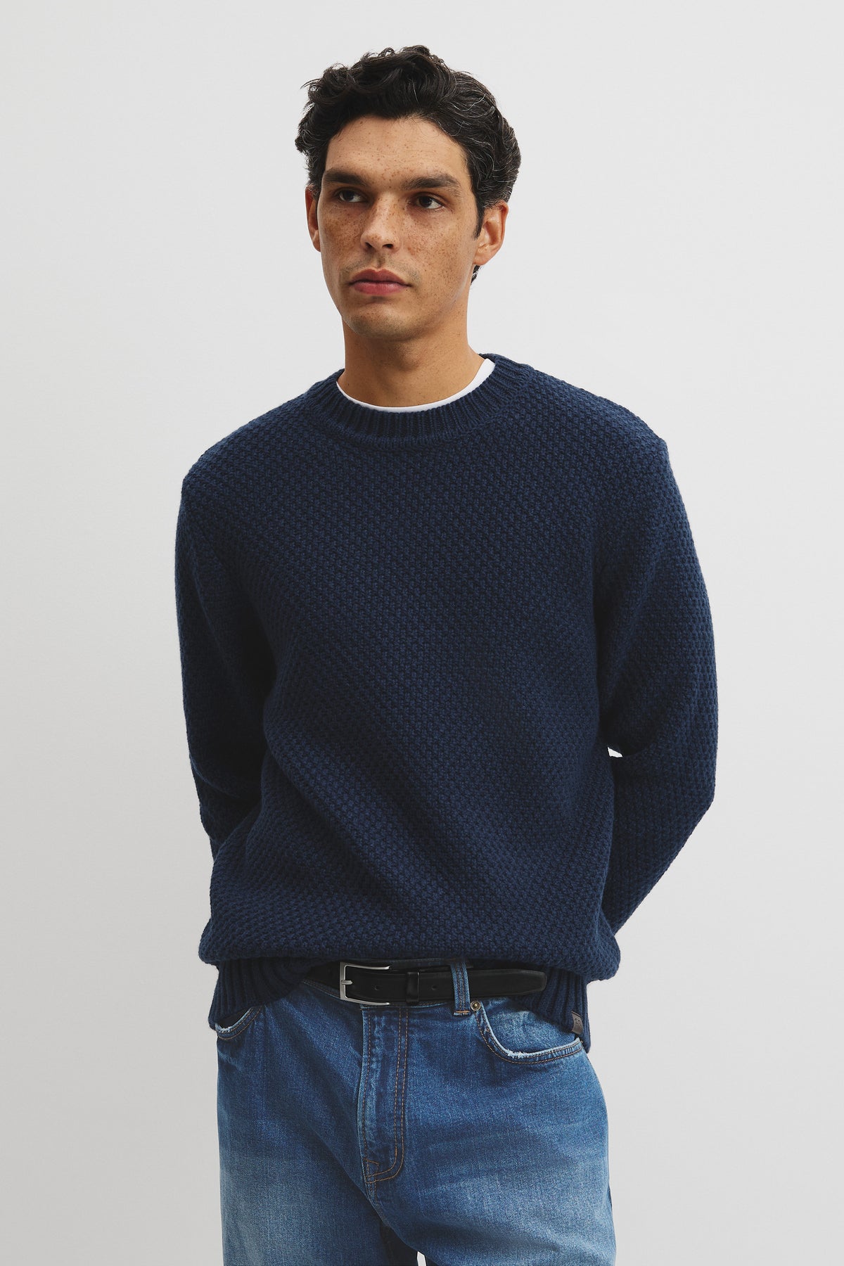 Australian Good Earth Cotton Blend Textured Crew Knit