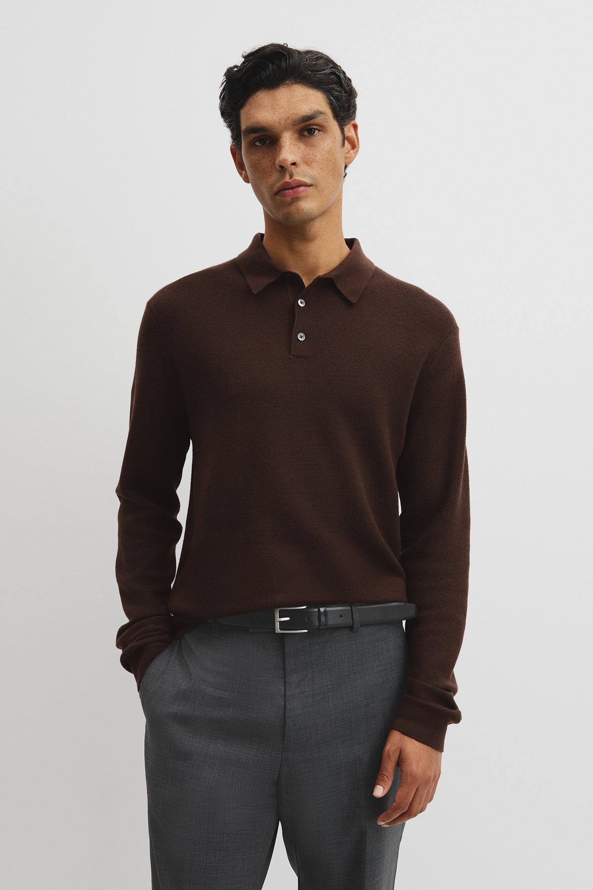 Australian Merino Textured Polo Knit