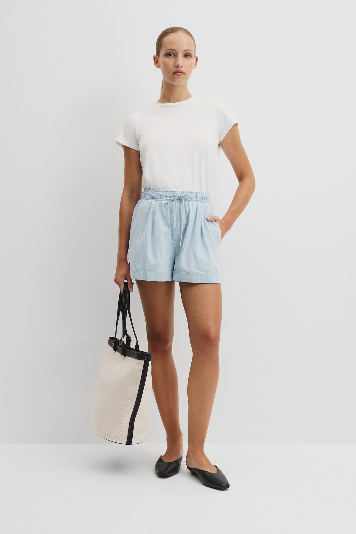 Cuff Chambray Short