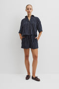 Yarn Dyed Cuff Linen Short