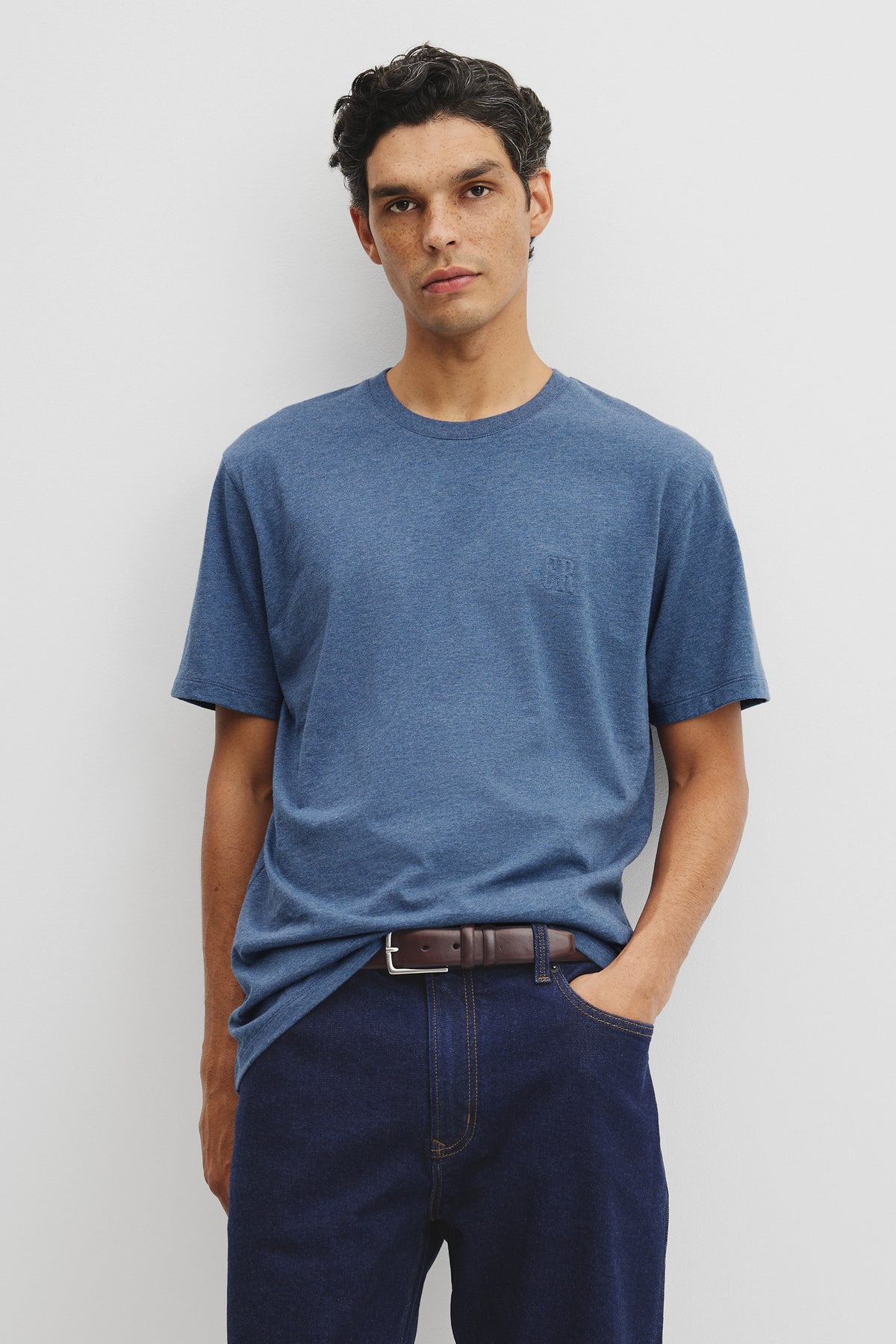 Brushed Melange Cotton T-Shirt