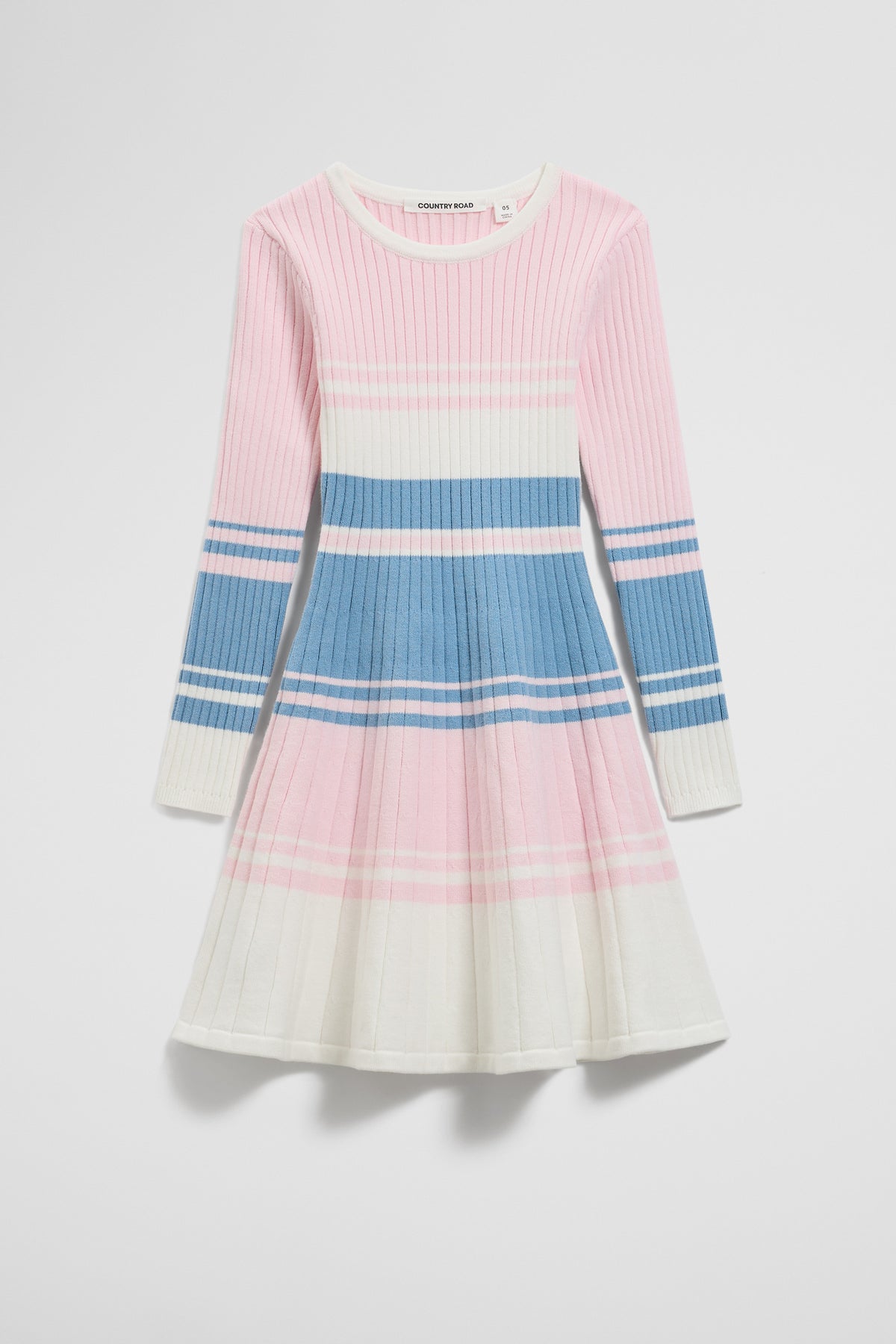 Organically Grown Cotton Blend Variegated Stripe Knit Dress