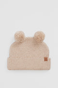 Organically Grown Cotton Cord Pom Pom Knit Beanie