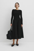 Long Sleeve Mix Media Knit Dress