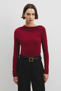 Merino Wool Blend Drape Neck Knit