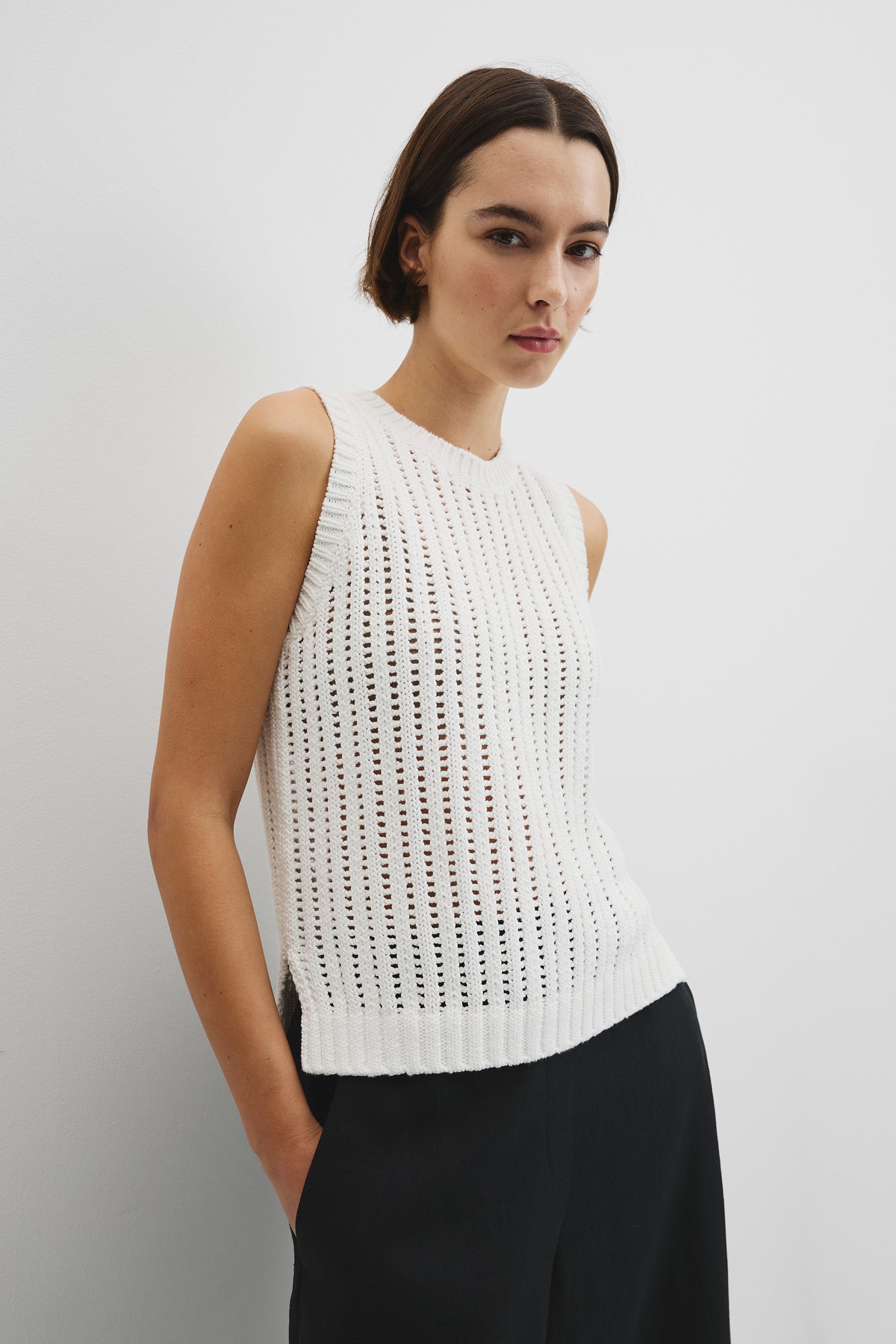 Australian Good Earth Cotton Pointelle Knit Tank