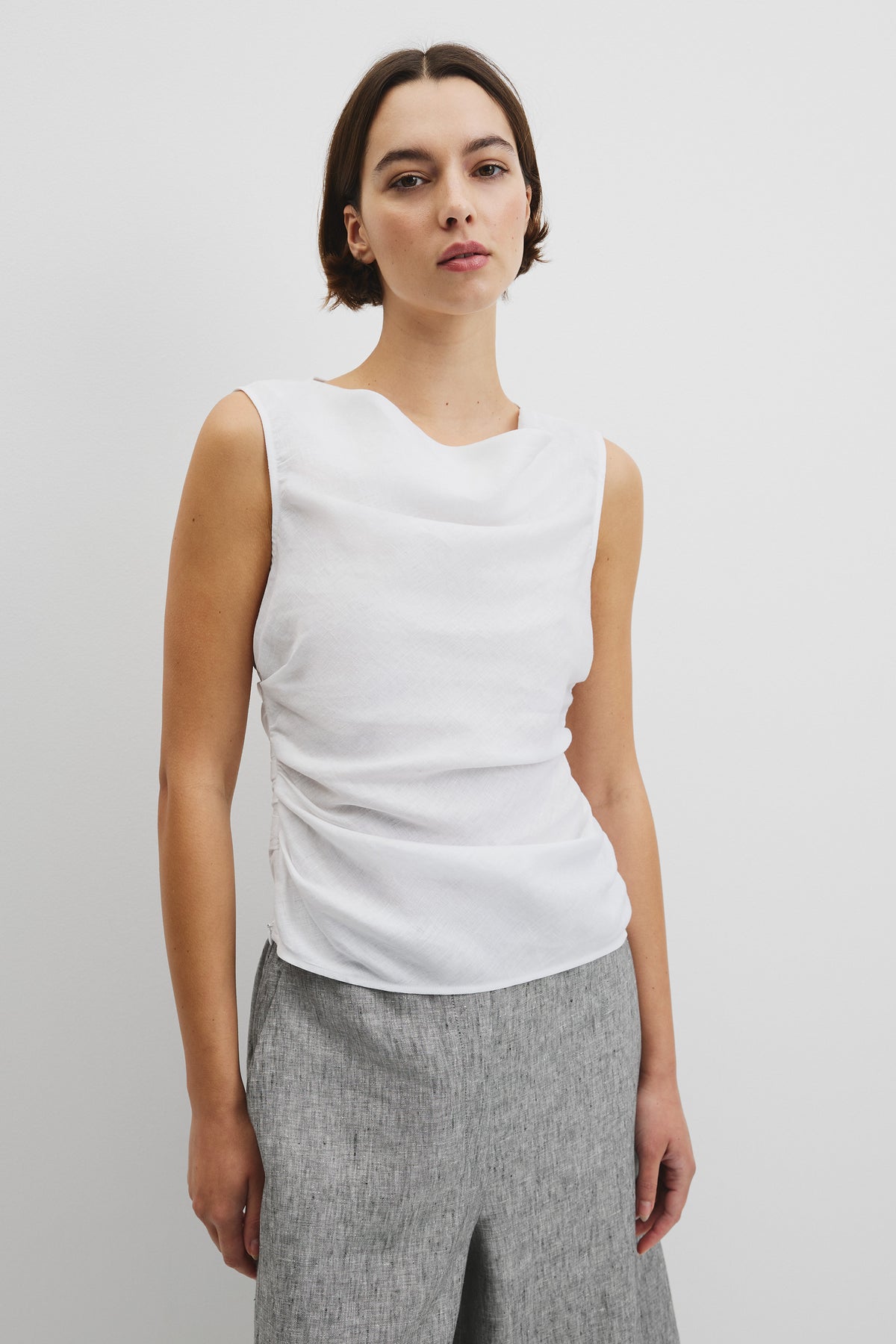 Ruched Linen Tank