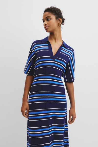 Australian Merino Stripe Polo Knit Dress