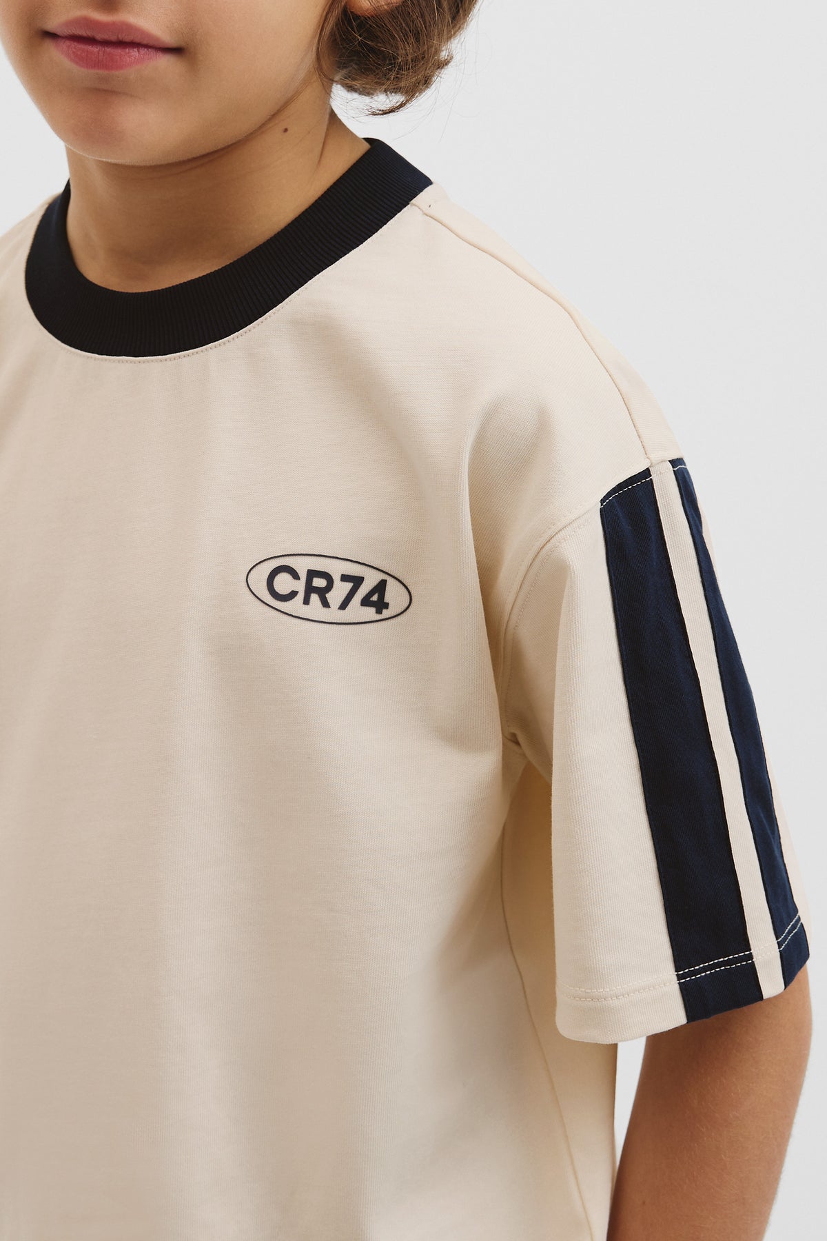 Teen Australian Cotton Relaxed Stripe Detail T-Shirt