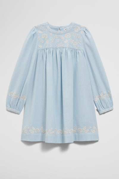 Long Sleeve Embroidered Smock Dress