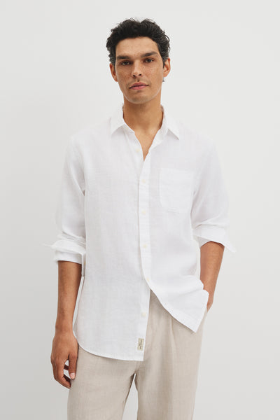 Regular Fit Long Sleeve Linen Shirt