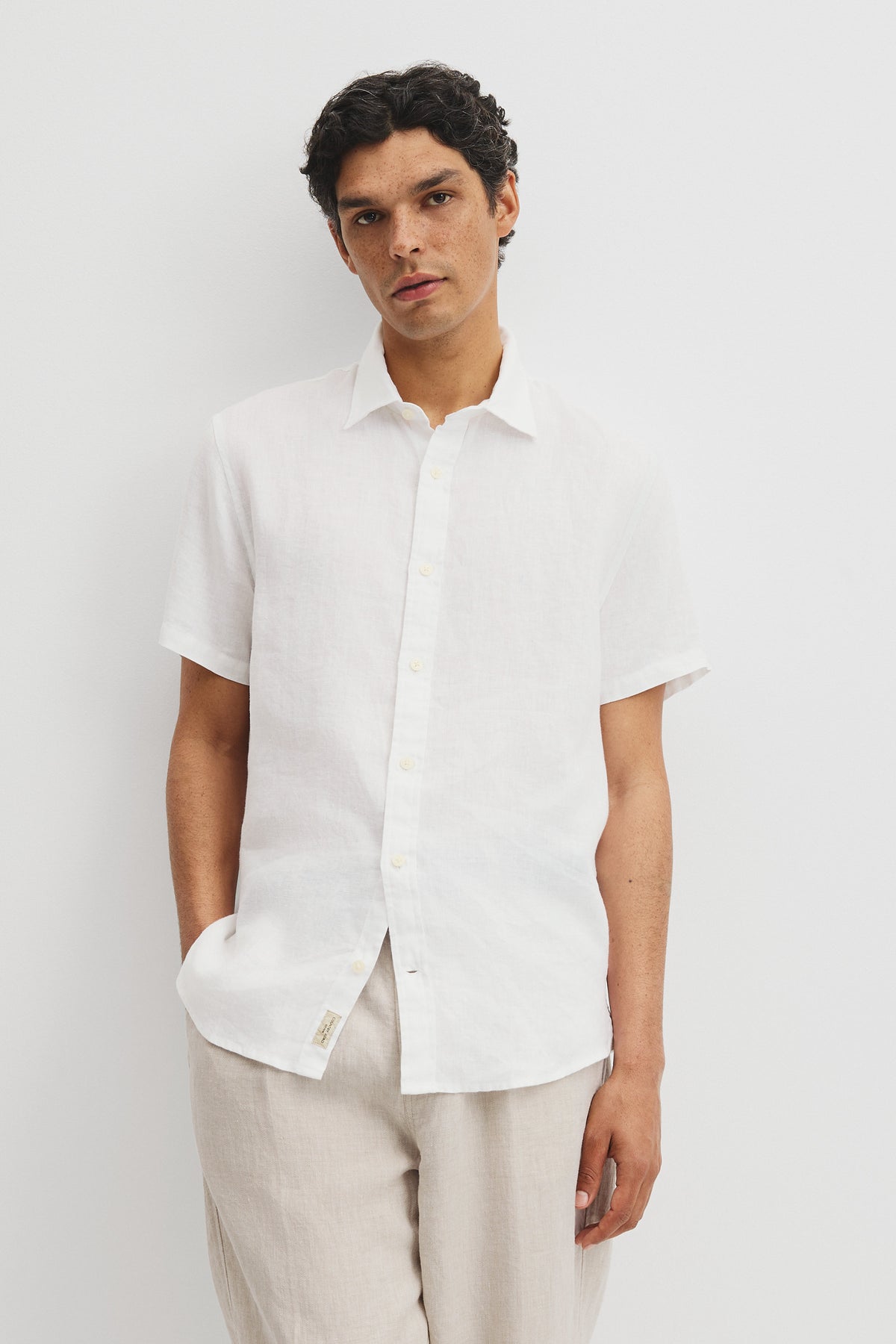 Regular Fit Short Sleeve Linen Shirt