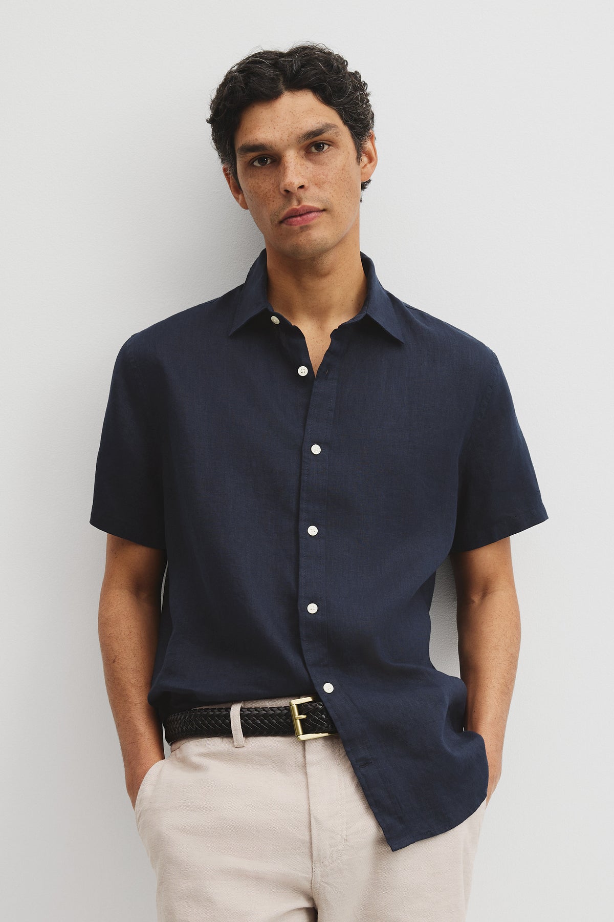 Regular Fit Short Sleeve Linen Shirt