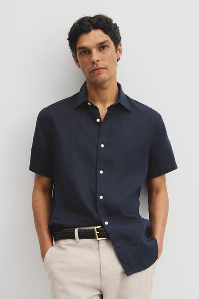 Regular Fit Short Sleeve Linen Shirt