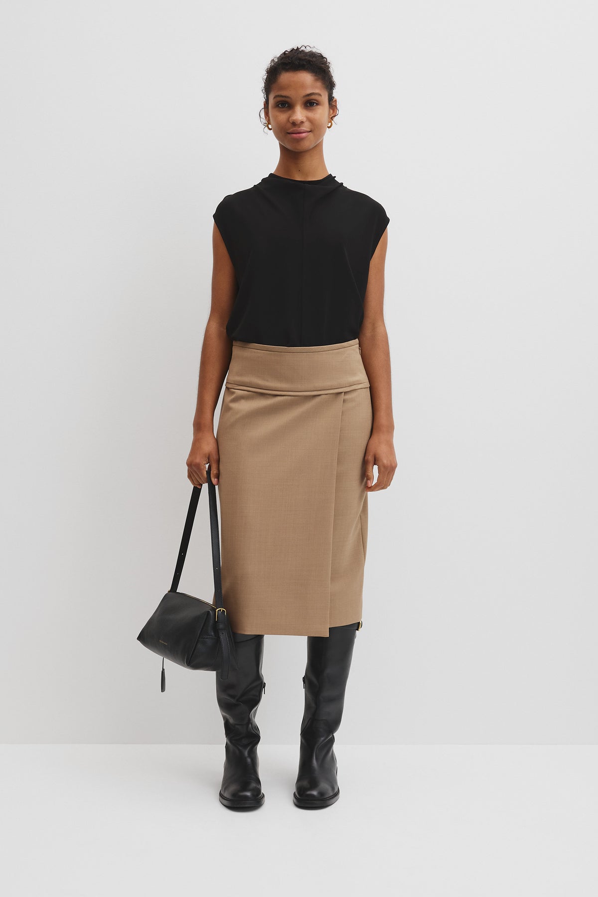 Wool Blend Wrap Skirt