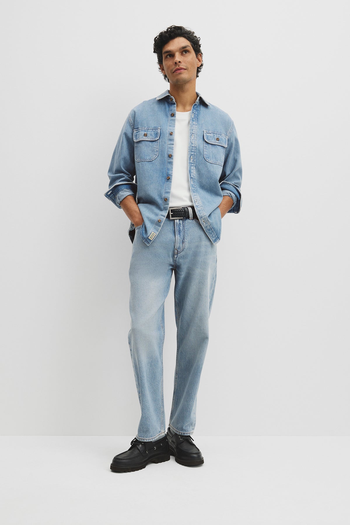 Long Sleeve Regular Workwear Denim Over-Shirt
