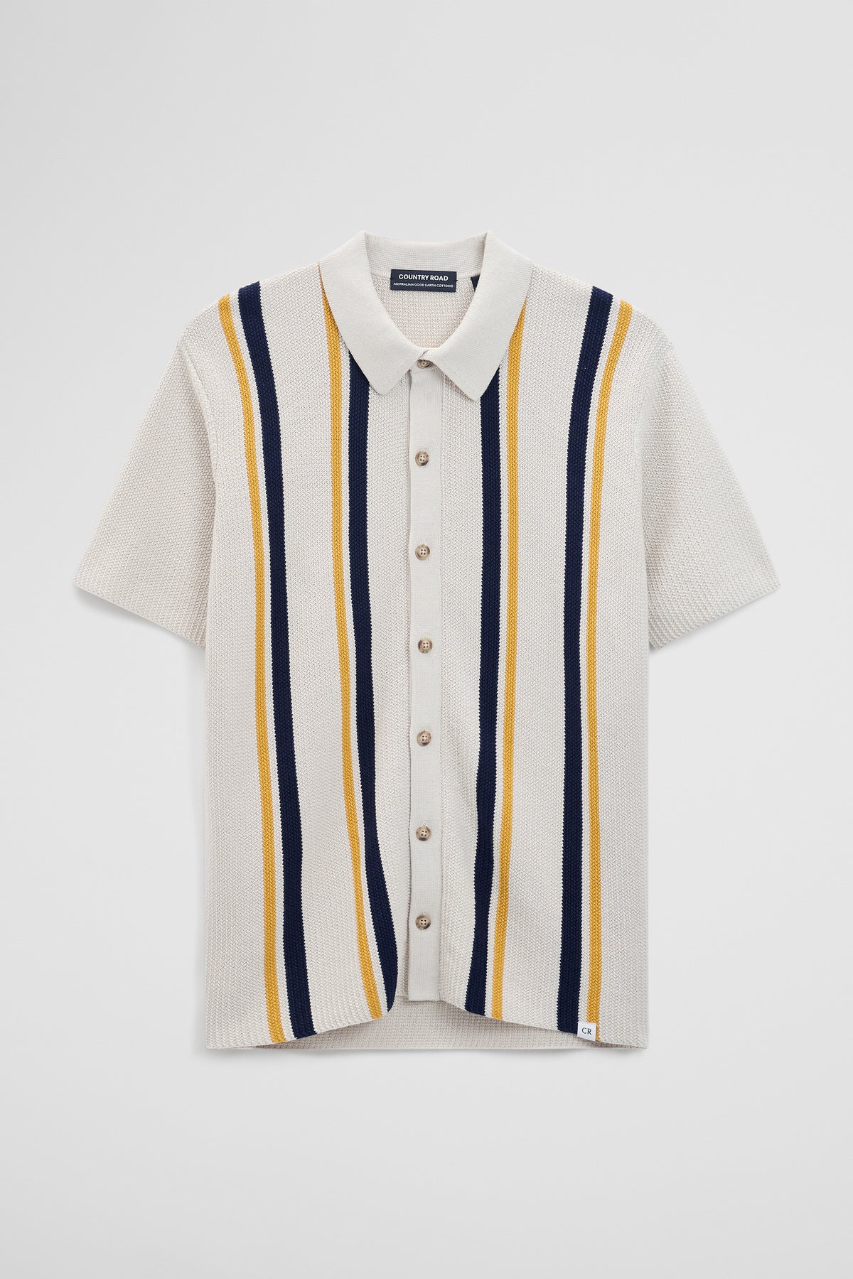 Australian Good Earth Cotton Textured Stripe Knit Shirt