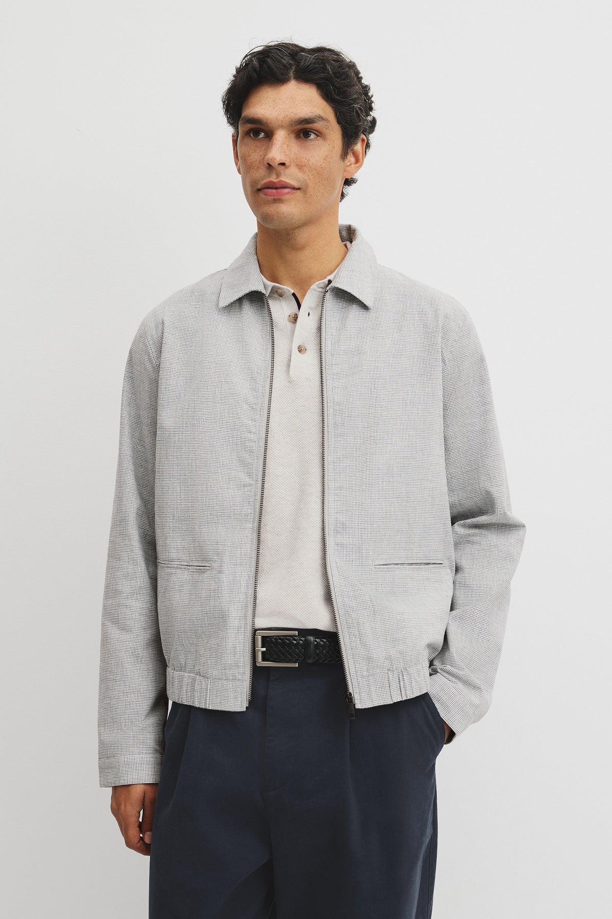 Cotton Linen Houndstooth Jacket