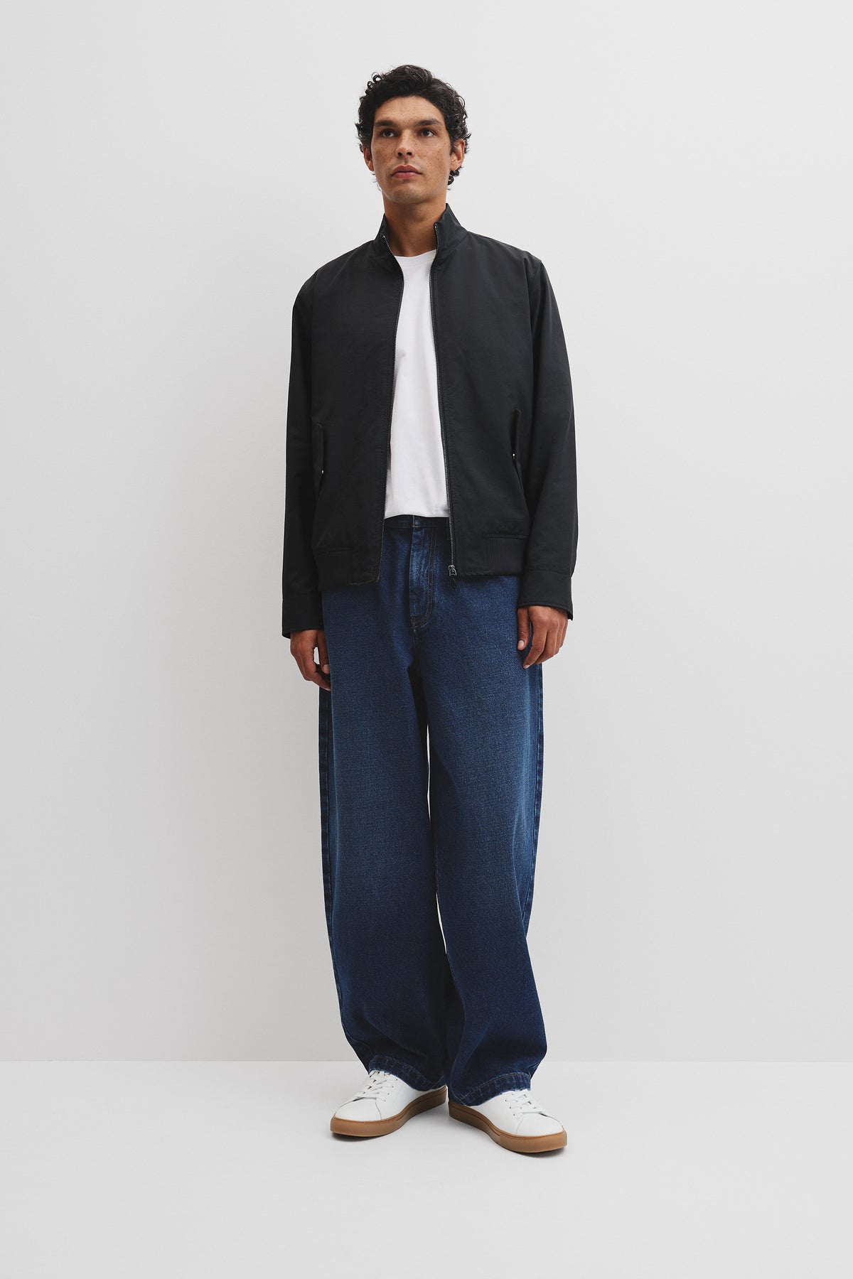 Cotton Nylon Funnel Neck Jacket