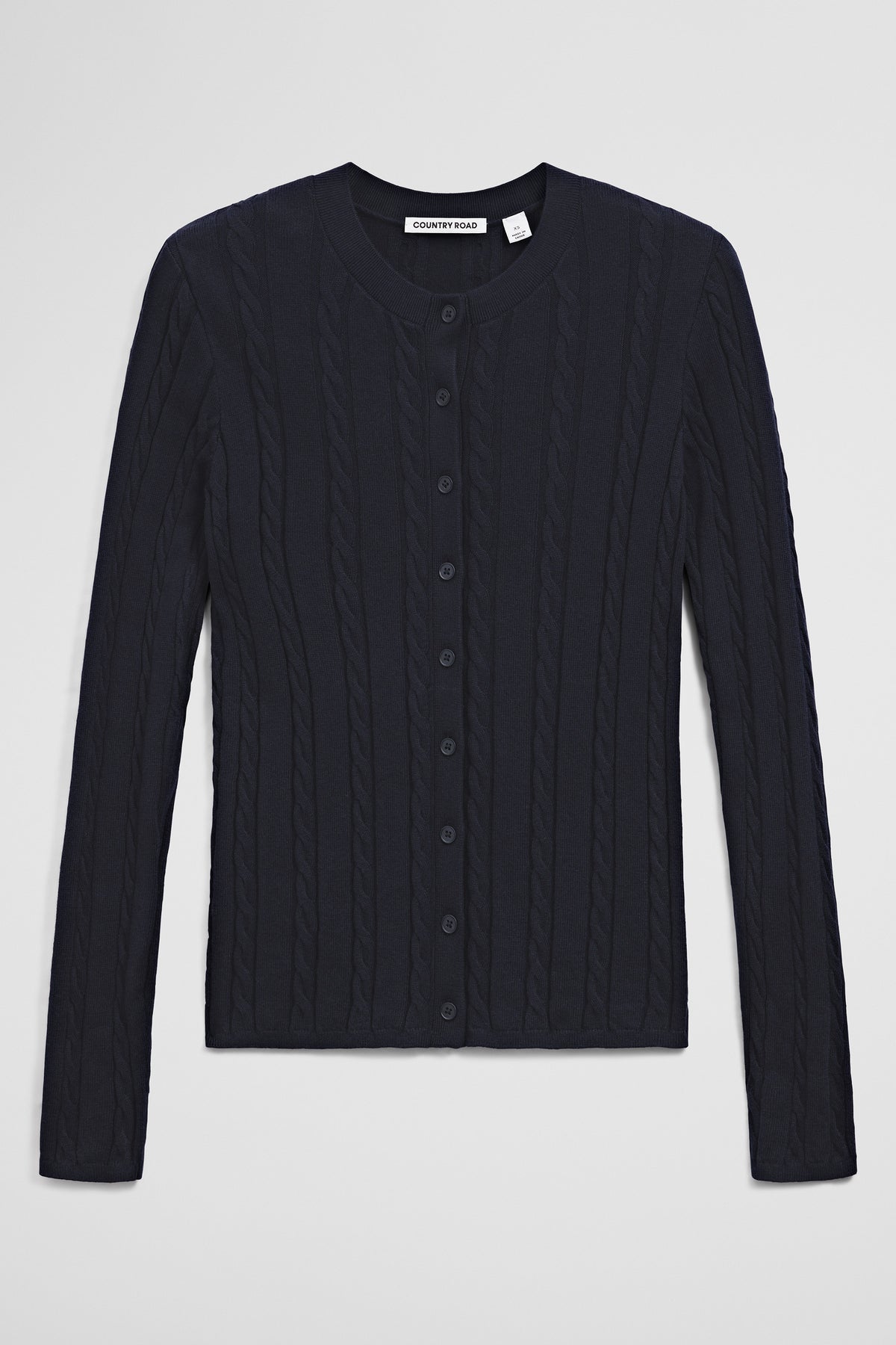 Organically Grown Cotton Blend Cable Knit Cardigan