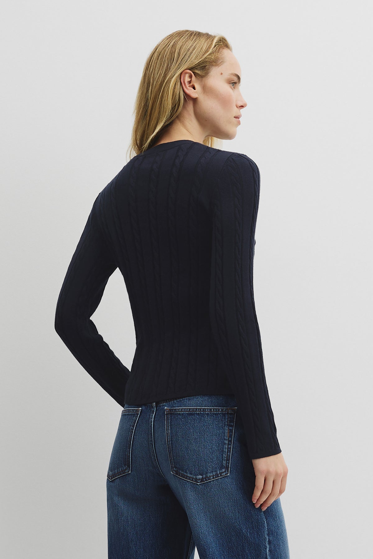 Organically Grown Cotton Blend Cable Knit Cardigan