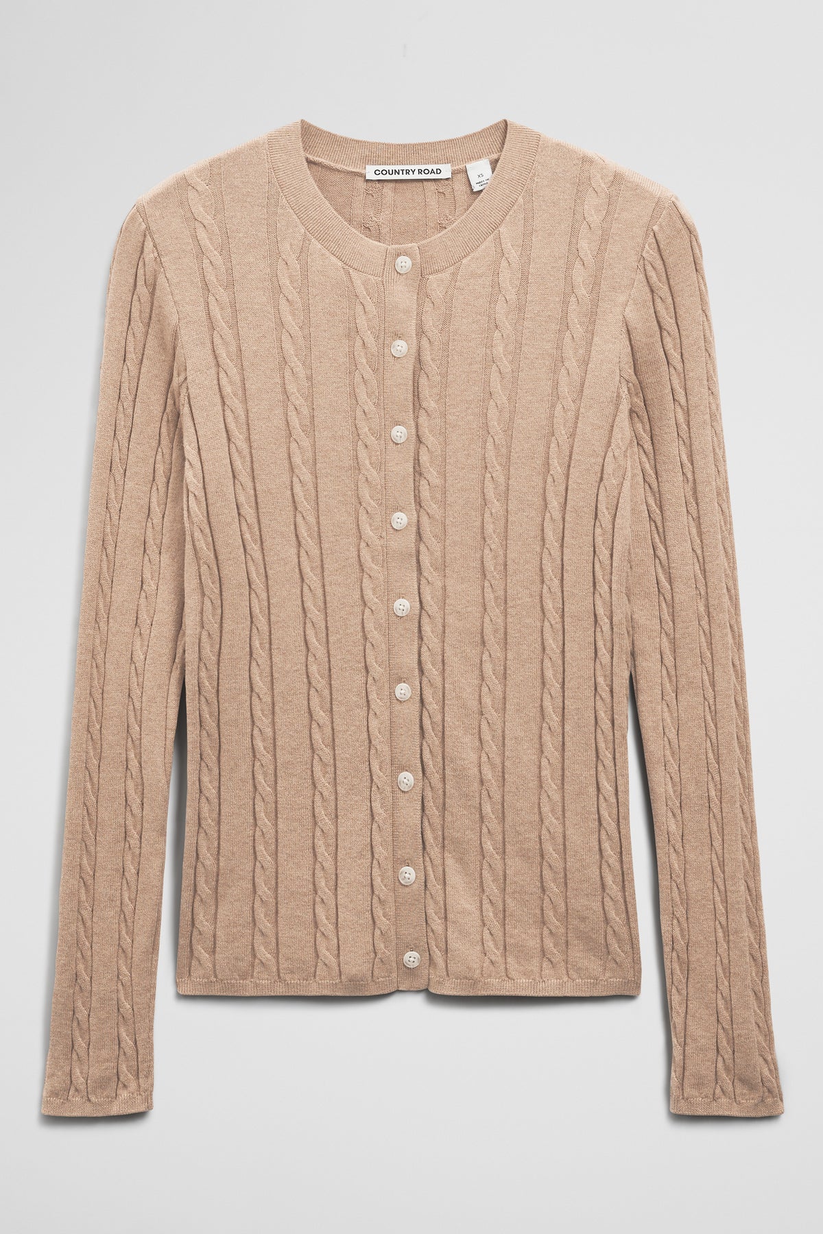 Organically Grown Cotton Blend Cable Knit Cardigan