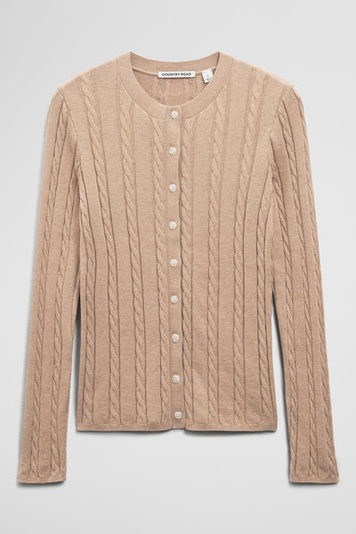Organically Grown Cotton Blend Cable Knit Cardigan