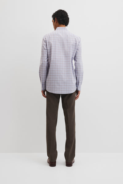 Long Sleeve Slim Curved Sleeve Check Shirt