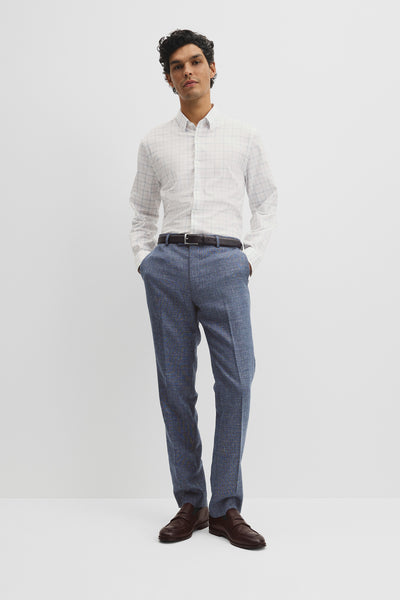 Long Sleeve Slim Cut And Sew Grid Shirt