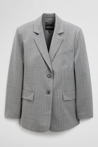 Wool Blend Pinstripe Classic Blazer