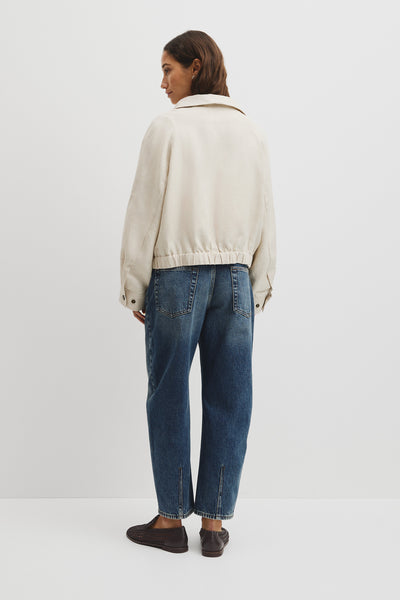 Linen Funnel Neck Jacket