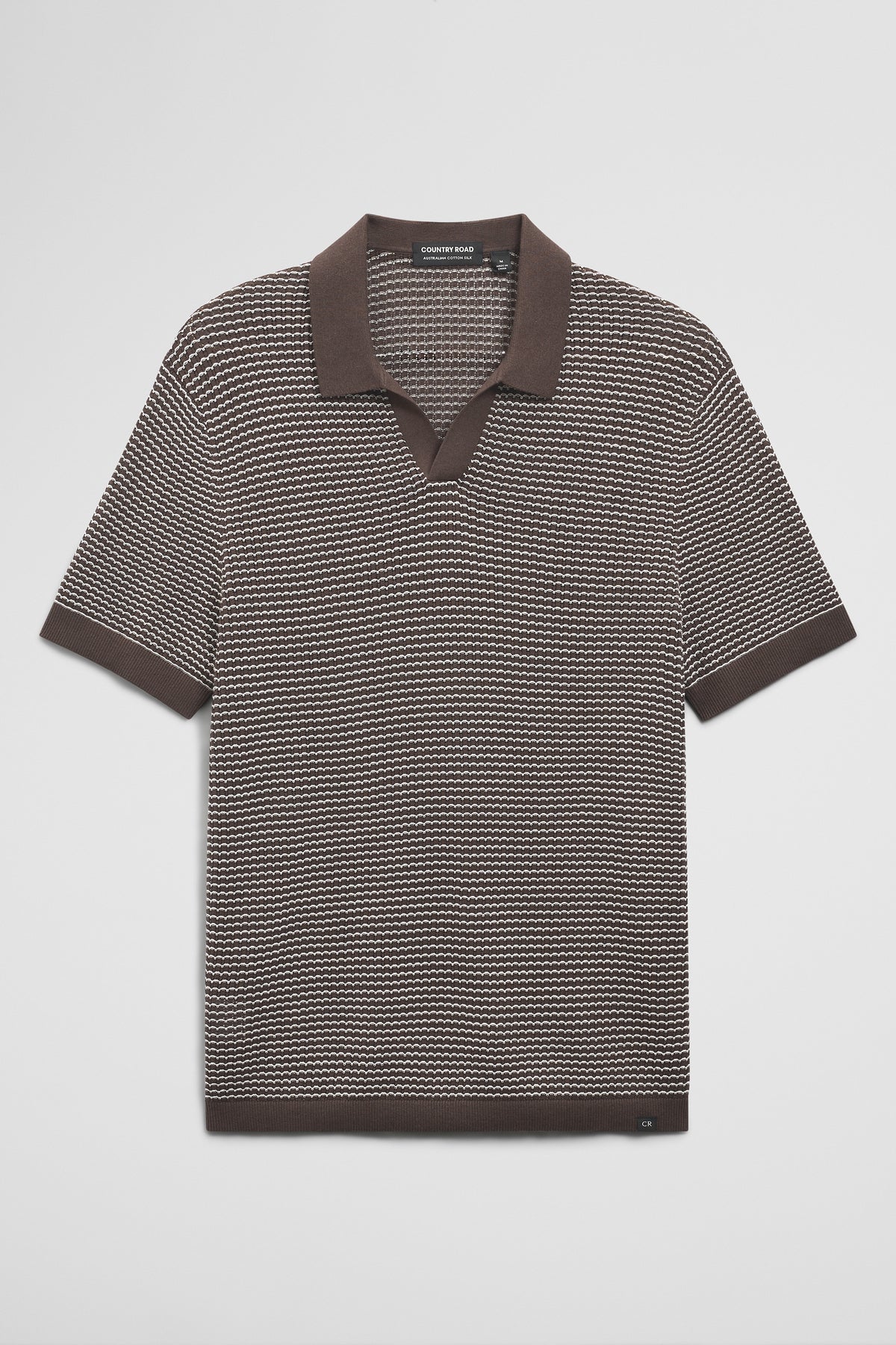 Australian Cotton Silk Blend Textured Stripe Polo