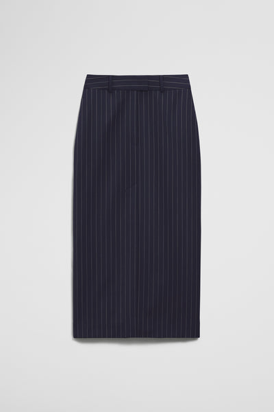 Wool Blend Tailored Pinstripe Column Skirt