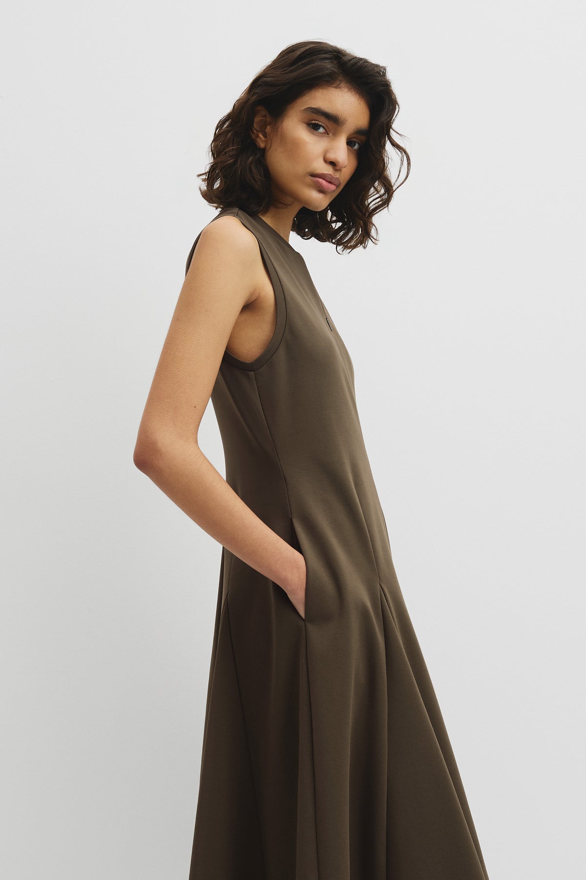 Panel Zip Neck Ponte Dress