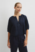 Linen Gathered Linen Top