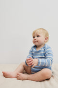 Organically Grown Cotton Stripe Logo Long Sleeve Bodysuit
