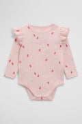 Organically Grown Cotton Blend Pointelle Frill Bodysuit