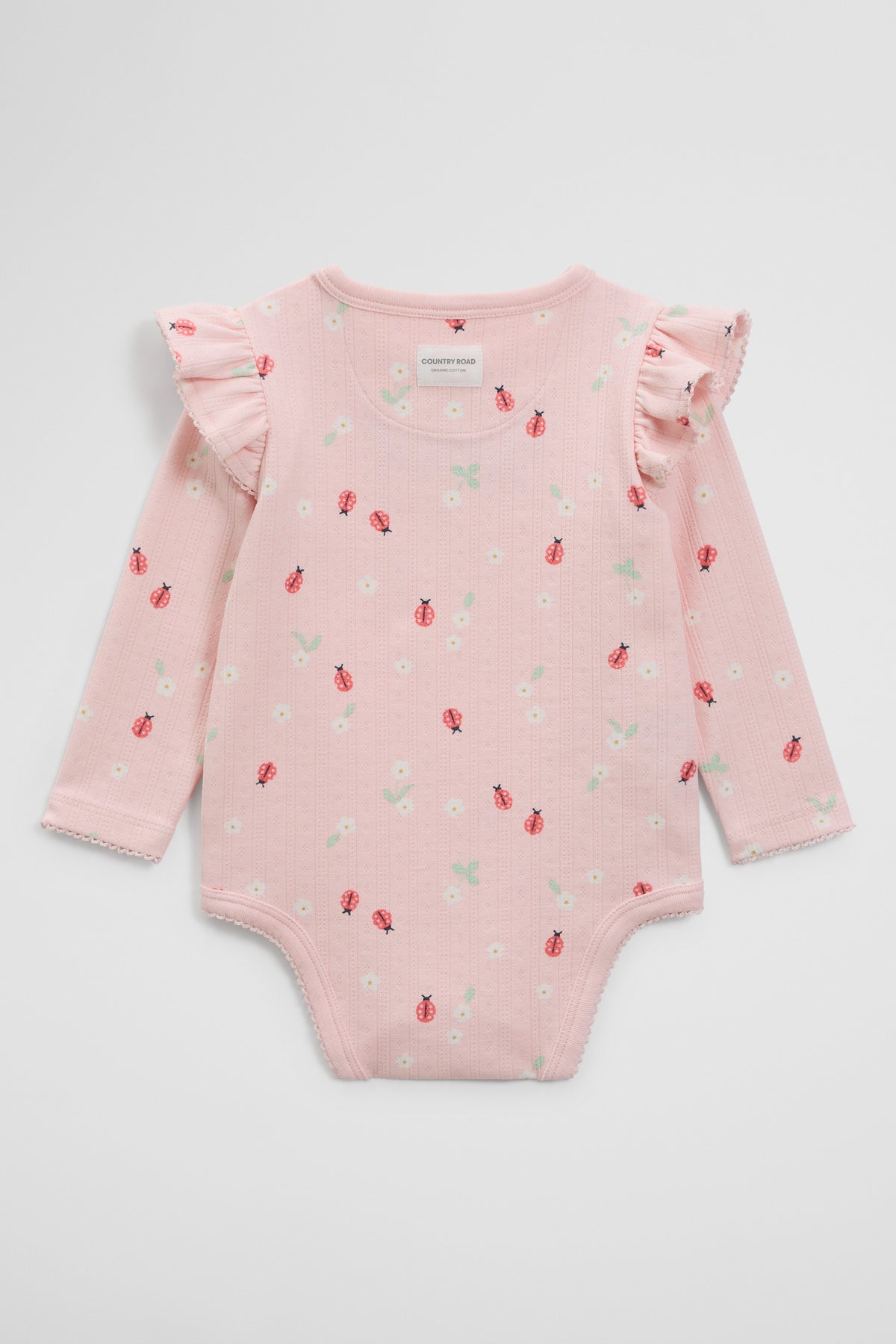 Organically Grown Cotton Blend Pointelle Frill Bodysuit
