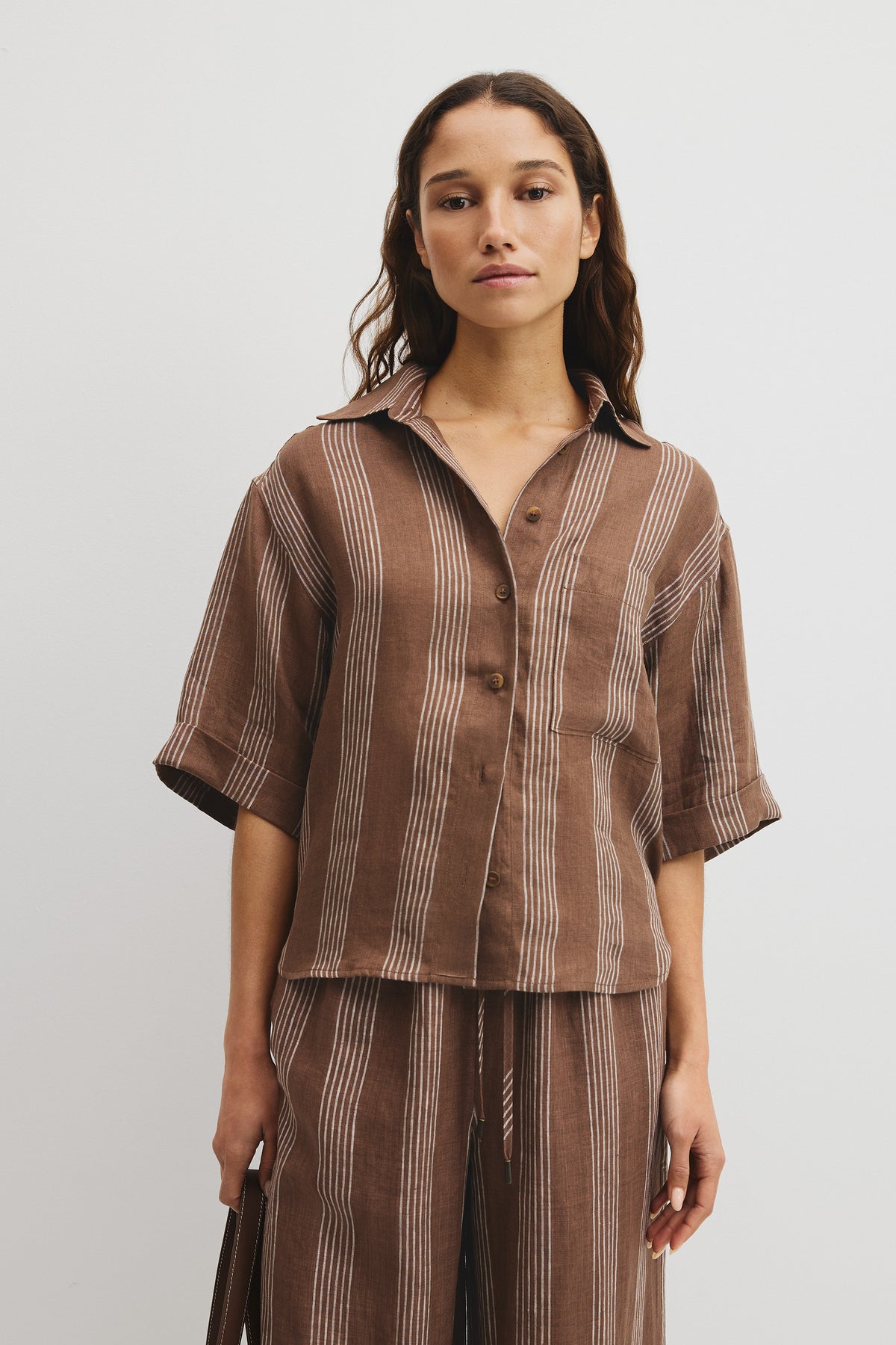 Stripe Short Sleeve Linen Shirt